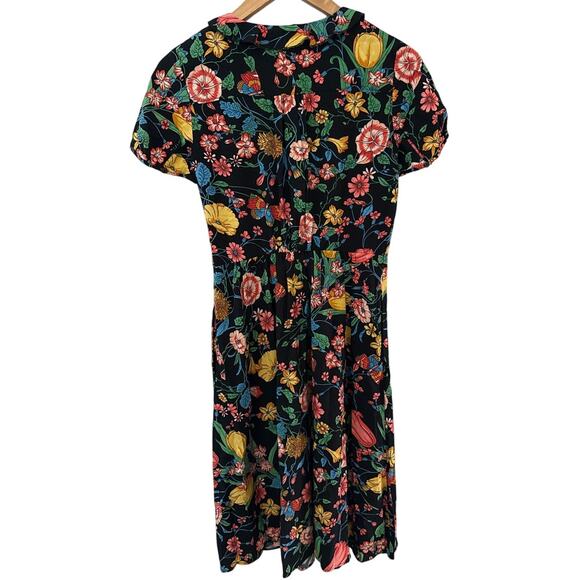 Anthropologie Maeve Bloedel Floral Mini Dress Black Size 0 - Picture 5 of 13